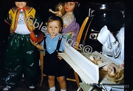 1954 Cute Kids Peter Pan Dolls Halloween Party Red-Border Kodachrome Color Slide - £2.77 GBP