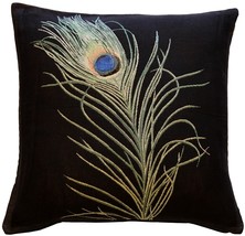 Peacock Feather 19x19 Throw Pillow, with Polyfill Insert - £63.89 GBP