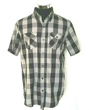  Industrial Brand Shirt Men&#39;s Size Medium Casual Black  Gray Plaid Button Front - £12.78 GBP