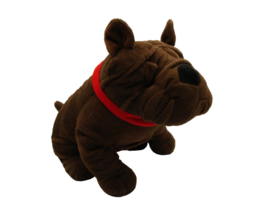 Dan Dee Collectors Choice Stuffed Plush Toy Bull Dog Collar 12&quot; Chocolate Brown - £15.82 GBP
