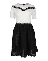 Maje Renald Floral Lace Skater Mini Dress In White Polyester Women Black S - $157.70