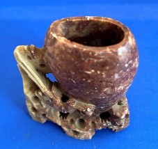 VINTAGE CARVED SMALL SOAPSTONE CHINESE VASE - £19.75 GBP