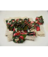 Vintage Handmade Napkin Rings + Napkins Set of 6 Pink Roses w Lace Edge - €21,10 EUR
