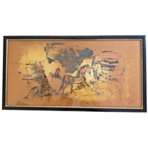 Hoi Lebadang Wild Horses MCM Abstract Framed Art 329/375 Signed Lithograph 17x32 - £261.62 GBP