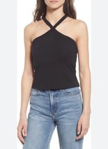 French Connection Women&#39;s Black Halter Neck Jersey Top Built In Shelf Br... - $36.45