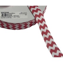 Morex #981 Sugar Chevron Ribbon Red White 7/8 in x 100 yd Craft Sewing - $8.14
