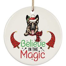 hdhshop24 Believe in Magic Christmas German Shepherd Dog Circle Ornament... - £15.53 GBP