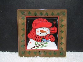 2009 Pfaltzgraff Camp Jingles Christmas Decorative Snowman Snack Plate - $10.75