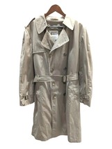 London Fog Mens 42R VTG Taupe Double Breasted Trench Rain Coat Removable... - £154.38 GBP