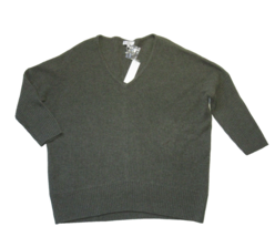 NWT Qi Cashmere Ribbed Tunic in Olive Green Pullover Sweater L - £63.94 GBP