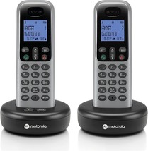 Motorola Voice Cordless Phone System, Dark Grey, T612, 2, And Call Block. - £49.47 GBP