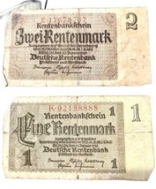 Numismatics Collectible 1937 Germany Retenmarks Berlin 1 And 5 Fair Cond... - $40.00