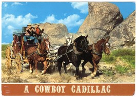 A Cowboy Cadillac Posted Postcard Stagecoach Horses Cowboys - $9.89