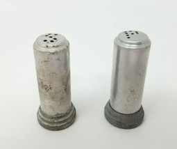 Salt Pepper Shakers Lipstick Tube Column Aluminum Vintage Primitive  - $11.35