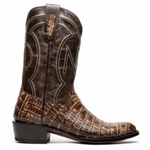 Marco Di Milano Genuine Caiman Belly Skin Cowboy Boot Phoenix Stone Brown image 2