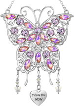 Mothers Day Gifts for Mom Wife, Rhinestones Butterfly Window Decor Wind Chime Ha - £24.63 GBP