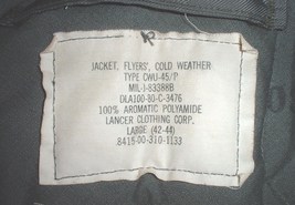 USAF US Air Force CWU-45 cold weather flight jacket; Lancer 1980 LARGE, ... - £102.26 GBP