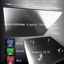 40&quot; LED Multicolor Ceiling Mount Showerhead, Brushed Stainless Steel - Square - $1,425.59