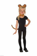 PLUSH TIGER KIT EARS BOW TIE &amp; TAIL CHILD HALLOWEEN COSTUME ACCESSORY - £4.67 GBP