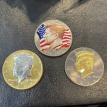 3 Kennedy Half Dollar Coins All With A Unique Look From US Flag To Gold ... - $29.65