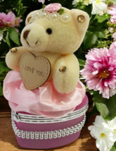 I Love You Bear With Heart Shaped Jewelry Gift Box Pink - $18.69