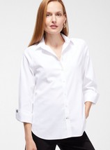 Coldwater Creek Shirt NO IRON 20W True White 3/4 Sleeve Button Front Cot... - $18.92