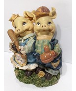 Vintage Pigs Figure Two Happy Pigs Baking Together In Love Figurine 5inches - £13.45 GBP
