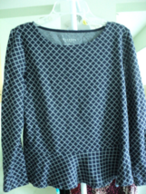 WOMENS TALBOTS NAVY &amp; WHITE LONG SLEEVE TOP SIZE PS #7662 - $12.15