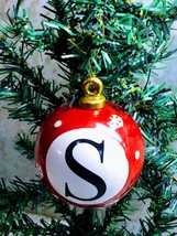 Ship N 24 Hours. New-Christmas Ceramic Monogrammed Ornament 3.5x3x3”. “Letter S” - £46.57 GBP