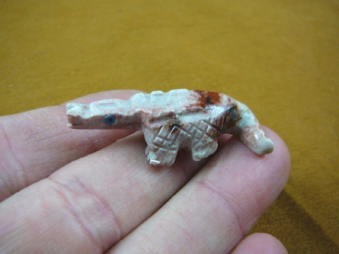 (y-all-11) Pink BABY ALLIGATOR Gator soapstone carving FIGURINE stone ga... - $8.59