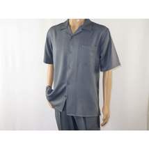 Mens MONTIQUE 2pc Walking Leisure Suit Matching Set Short Sleeves 696 Solid Gray image 3