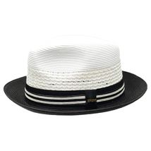 Men's Bruno Capelo Hollywood 2-Tone Straw Style Fedora Hat HW797 White/Black image 2