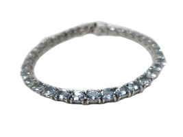 Natural Aquamarine Tennis Bracelet 925 Silver Aquamarine March Birthstone - £137.57 GBP+