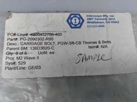 NEW Thomas &amp; Betts PGW-3/8-CB Carriage Bolts Lot of 48 - $34.80