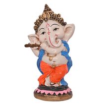 India at Your Doorstep Resin Playing Flute Ganesh Idol Statue Best for Home &amp; Of - £57.49 GBP