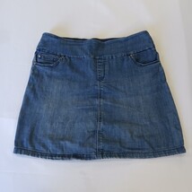 S.C. & Co. Denim Skort Women’s Blue Size Large Pull-On Stretch Mini Denim Skirt image 11