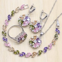 Wedding Bride 925 Silver Jewelry Sets for Women Multicolor Stones Cubic Zirconia - £27.97 GBP