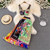 2022 Summer Boho Beach Holiday Two Piece Set Women Skirt Suit  Strapless Crop To - £98.47 GBP
