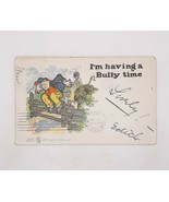 1905 Having A Bully Time Bull Chasing Man Over Fence Postcard Posted Vin... - £12.15 GBP