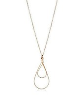 By Philippe 14KT Gold Filled Sterling Silver 925 16&quot; Double Teardrop Necklace - £11.95 GBP