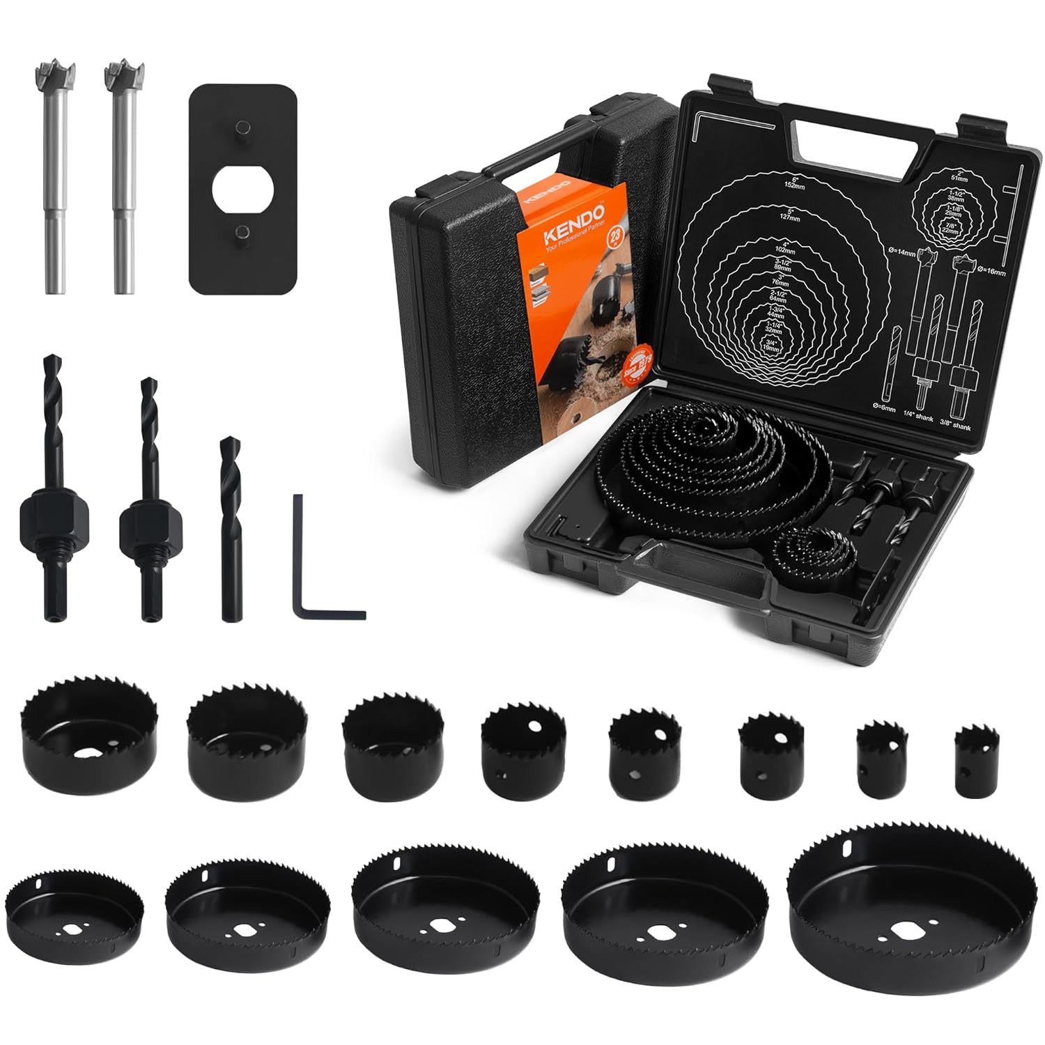 Kendo Hole Saw Set, 23Pcs Hole Saw Kit With 3/4&quot; To 6&quot; (19Mm-152Mm) Saw ... - $33.99
