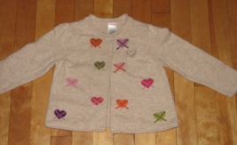 Gymboree Tan Hearts Cardigan Sweater Girls Size 2T - £11.80 GBP
