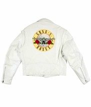 Paradise City AXL Rose Guns N Roses White Leather Jacket Motorcycle Jacket - £55.37 GBP+