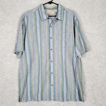 Tommy Bahama Shirt Mens XL Blue Green Striped Button Up Hawaiian Vacatio... - £20.32 GBP