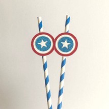CAPTAIN AMERICA Environmental Friendly Paper Straws || Avenger Theme Paper Straw - £6.28 GBP