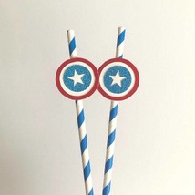 CAPTAIN AMERICA Environmental Friendly Paper Straws || Avenger Theme Pap... - £6.27 GBP