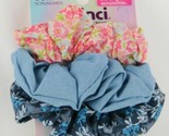 Scunci Kids Scrunchies Pink &amp; Light Blue Floral Print Solid Blue Denim 3... - $5.34