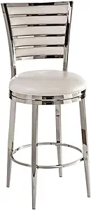 , Rouen Metal Counter Height Swivel Stool With Upholstered Back, Shiny N... - $506.99