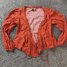 Universal Thread Orange Floral Wrap Peplum Top Women Size (S) Small Cropped - €8,42 EUR