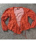 Universal Thread Orange Floral Wrap Peplum Top Women Size (S) Small Cropped - $9.79